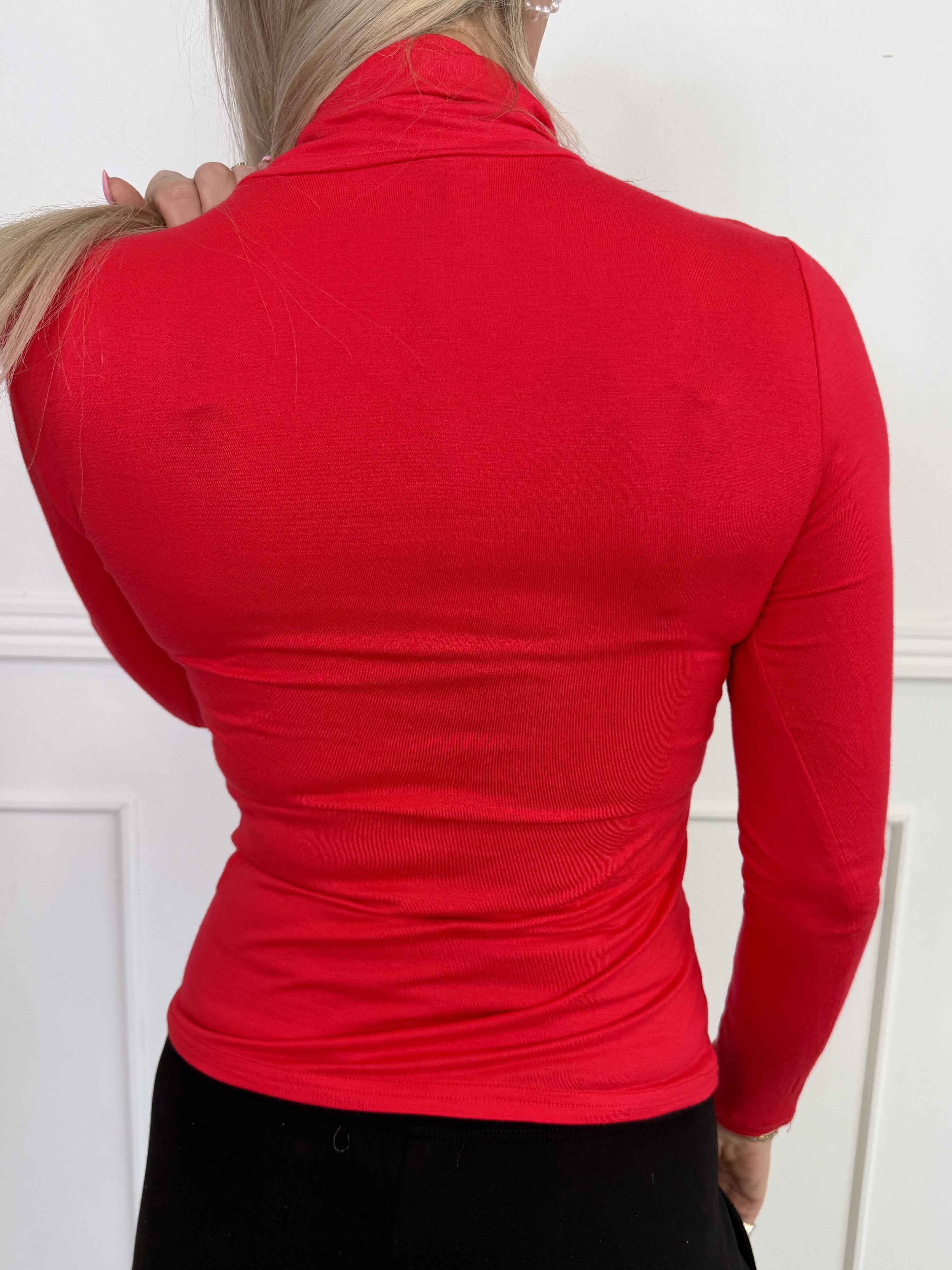 Noras - Langærmet basis bluse i viskose med turtleneck